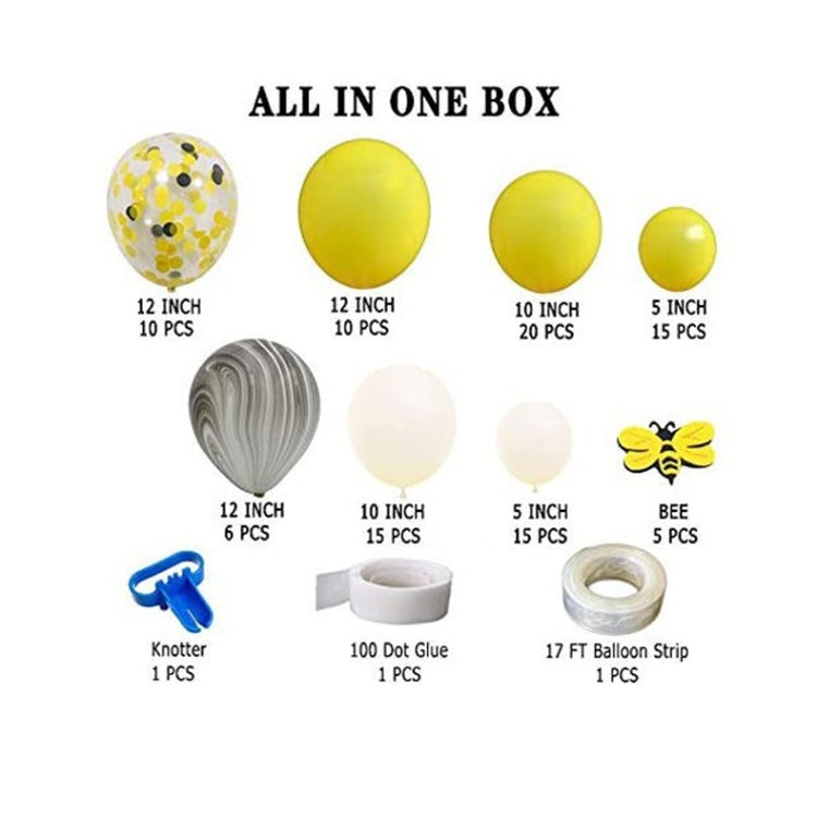 Bee Theme Party Decoration Supplies White Yellow Agate Confetti Latex Balloon Decoration Set My Store