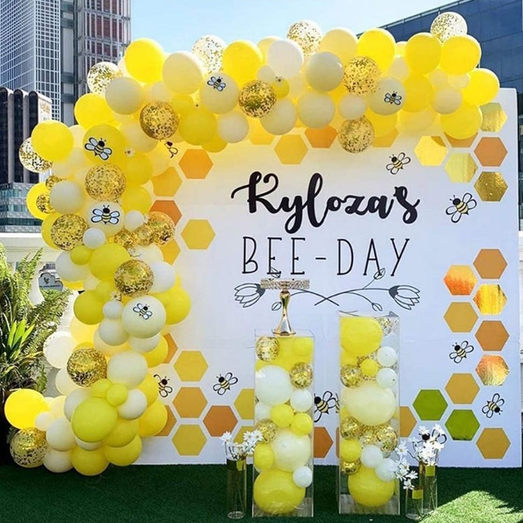 Bee Theme Party Decoration Supplies White Yellow Agate Confetti Latex Balloon Decoration Set My Store