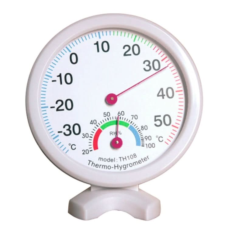 TH108 Mini Round Clock-shaped Indoor Outdoor Hygrometer Humidity Thermometer Temperature Meter, Random Color Delivery Reluova