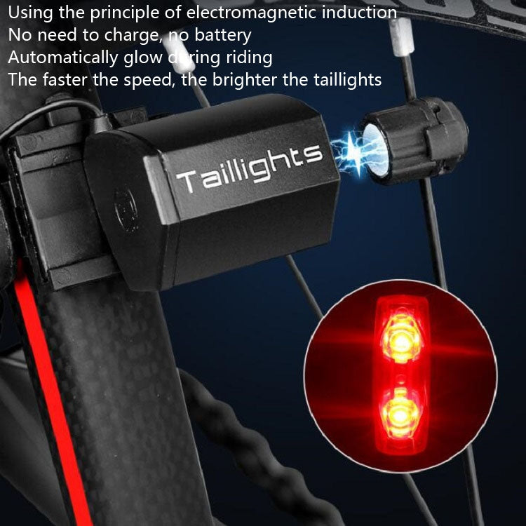 Magnetic Induction Taillight Bicycle Self-Generation Induction Taillight Waterproof Night Riding Safety Warning Light Reluova