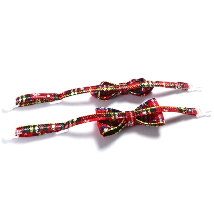 Snowflake Christmas Red Plaid Adjustable Pet Bow Tie Collar Bow Knot Cat Dog Collar - Reluova