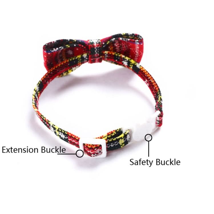 Snowflake Christmas Red Plaid Adjustable Pet Bow Tie Collar Bow Knot Cat Dog Collar - Reluova