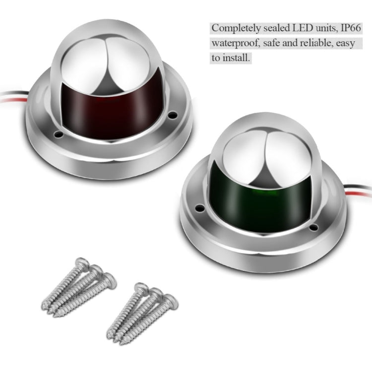 1 Pair Stainless Steel LED Navigation Light Red Green Sailing Signal Light for Marine Boat Yacht Warning Light, DC 12V