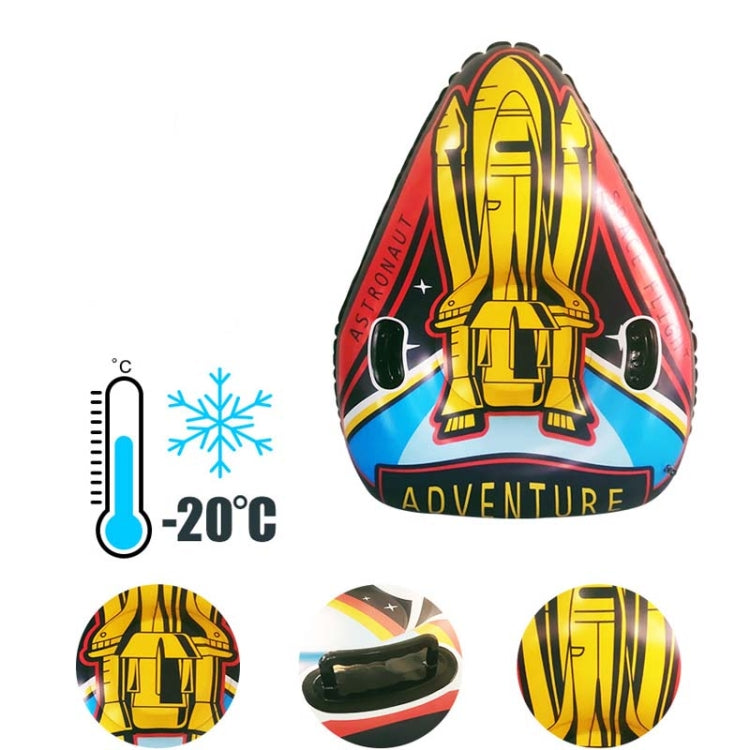 Universe Series Winter Rocket Pattern Inflatable Ski Ring with Two-handed Handle & Traction Rope Buckle