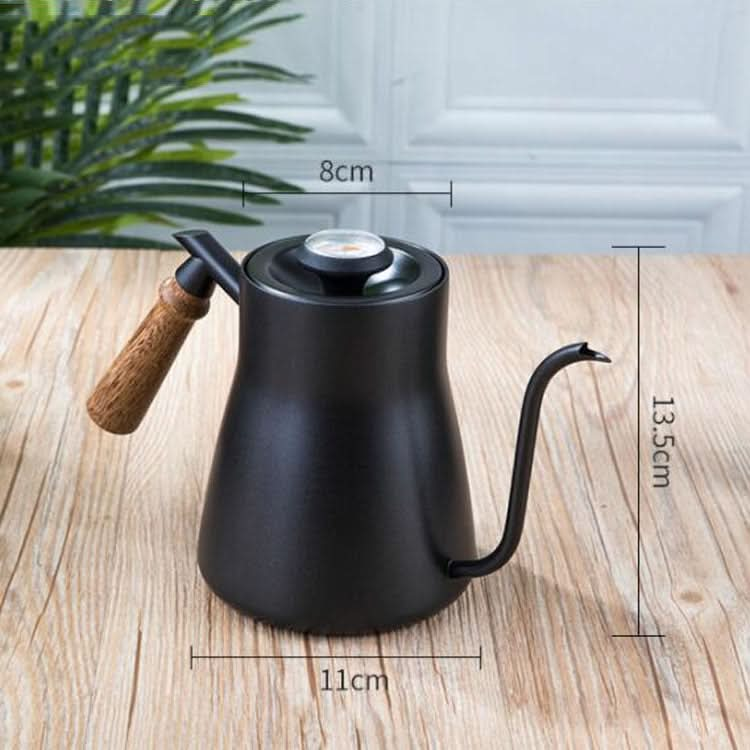 304 Stainless Steel Coffee Hand Pot Wooden Handle Coffee Pot Teflon Long-Mouth Slender Pot-Reluova