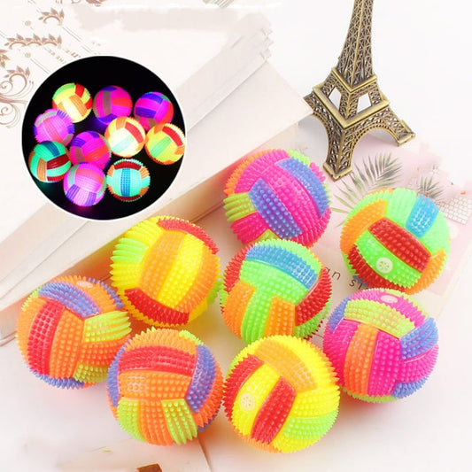 10 PCS Luminous Volleyball Bouncy Ball Massage Ball Whistle Thorn Ball, Random Color Delivery