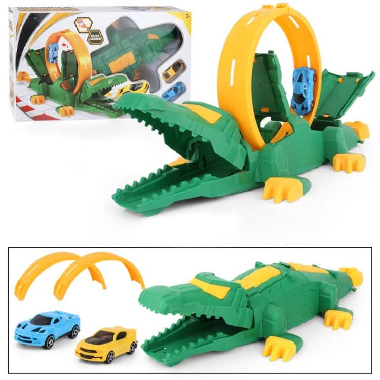 Children DIY Crocodile Catapult Rail Car Toy Reluova