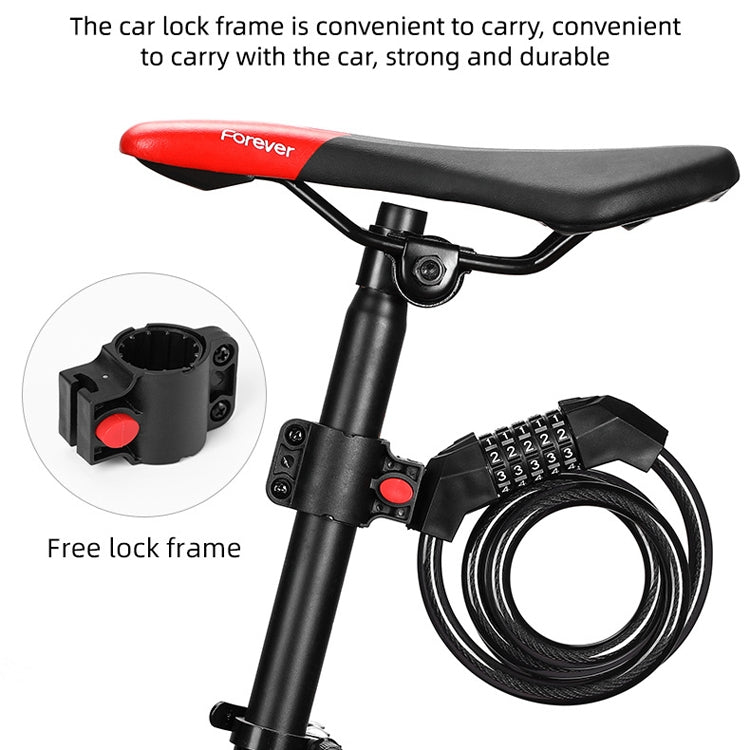 Bicycle Anti-Theft Code Lock Five-Digit Bicycle Lock Portable Bold And Long Steel Cable With Bracket Car Lock Reluova