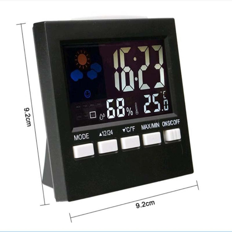 HTC-1 Household Thermometer And Hygrometer Color Screen Weather Station Thermometer Electronic Clock Alarm