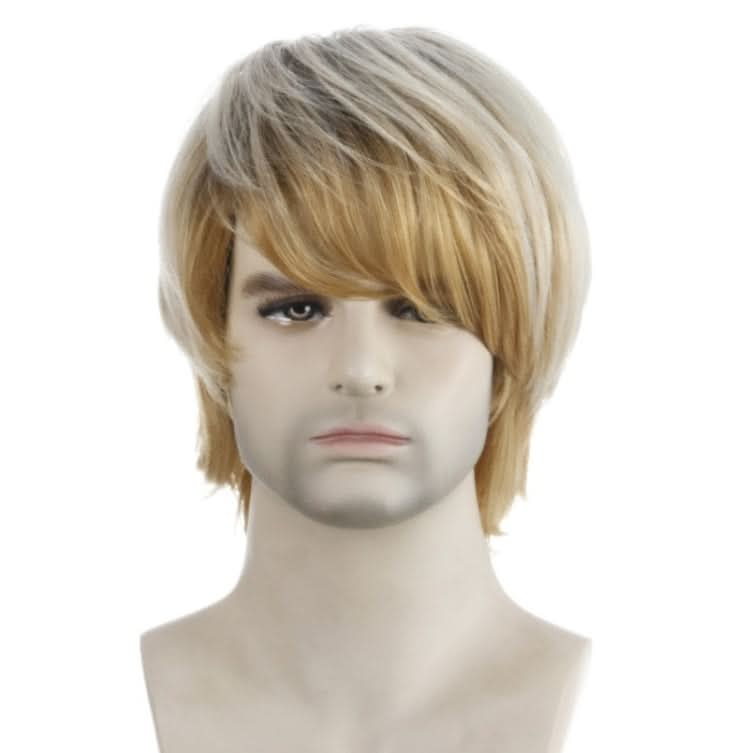 Light Blond Short Hair Men Chemical Fiber Wig Reluova