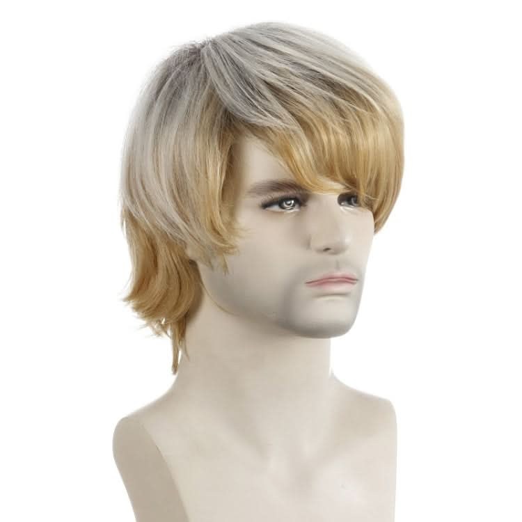 Light Blond Short Hair Men Chemical Fiber Wig Reluova