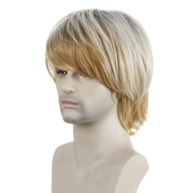 Light Blond Short Hair Men Chemical Fiber Wig Reluova