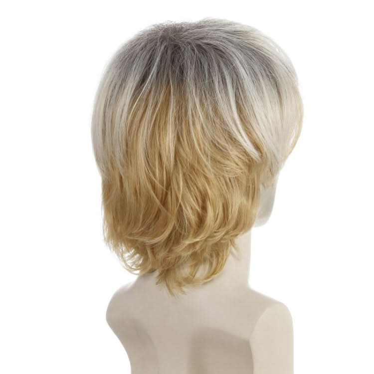 Light Blond Short Hair Men Chemical Fiber Wig Reluova