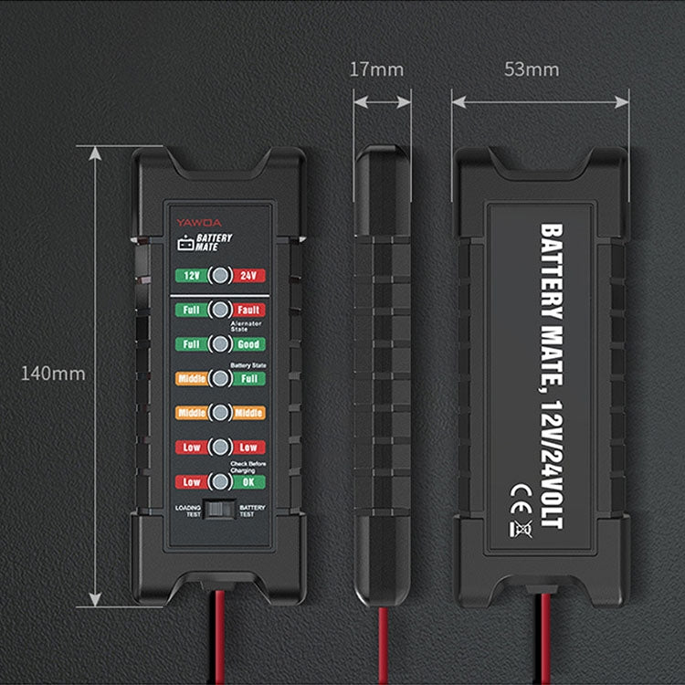 YAWOA BM410 Storage Battery Tester 12V/24V Load Test LED Smart Car Battery Tester Clip