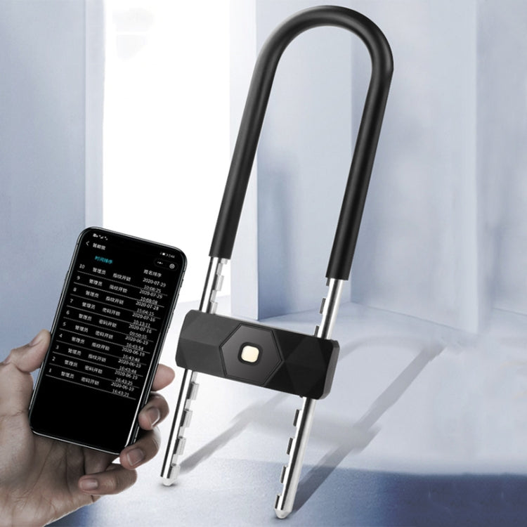 Smart Bluetooth Fingerprint U-Shaped Glass Door Lock Anti-Shear Anti-Theft Lock Extended Outdoor Waterproof U-Shaped Lock My Store