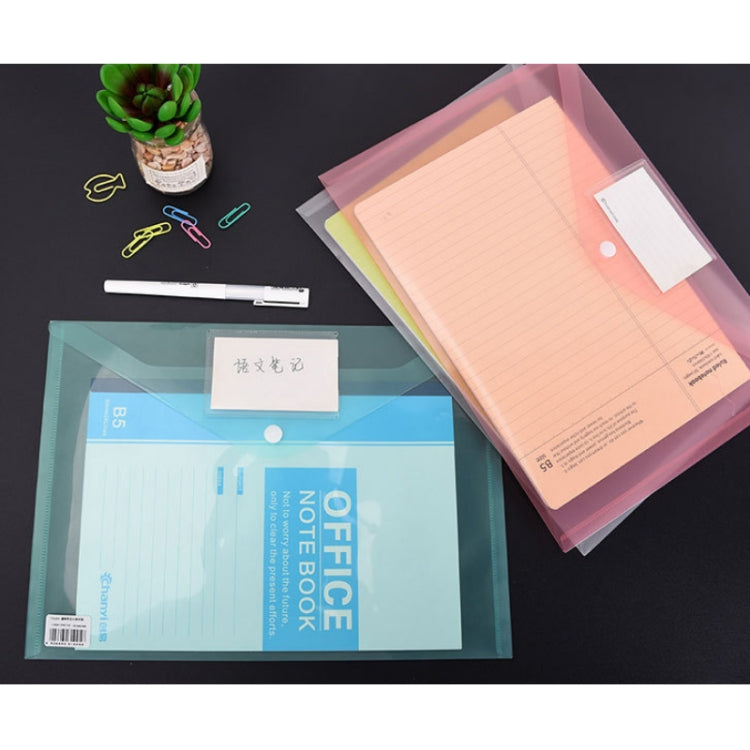 10 in 1 Snap Button Transparent Document Bag A4 Paper Storage Folder File Bag Random Colour