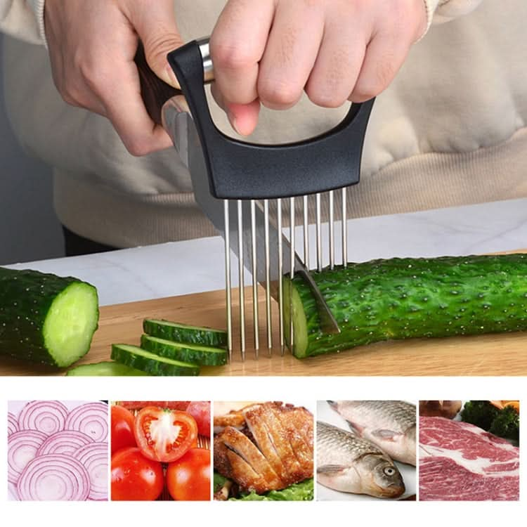 Stainless Steel Onion Fork Holder Pin Kitchen Vegetable Slicing Aid - Reluova