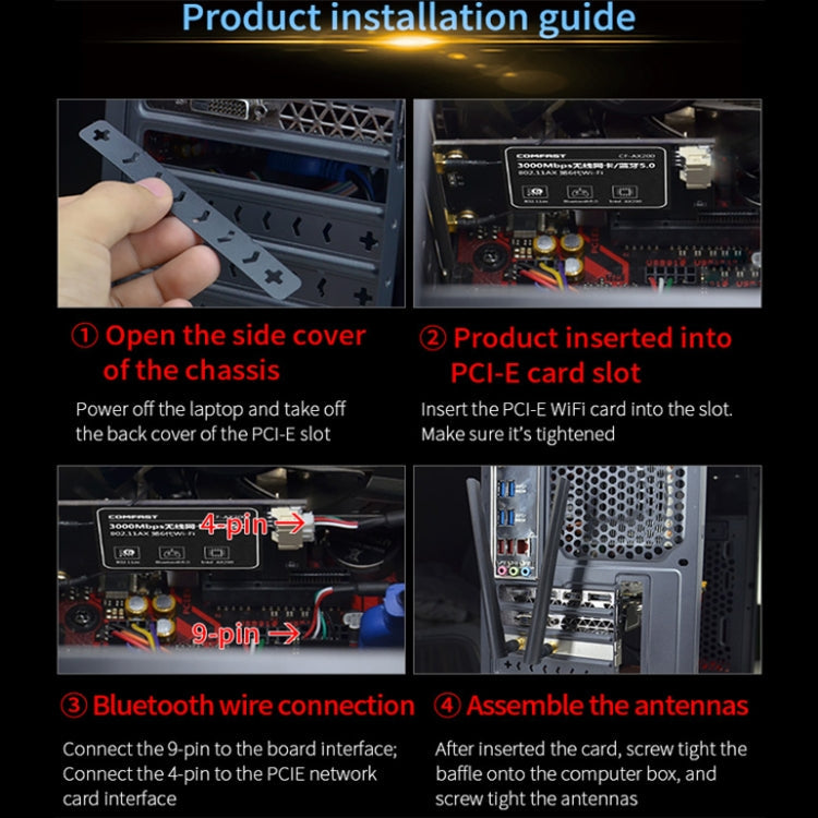 COMFAST Gaming Game 3000Mbps Gigabit Dual-Frequency Wireless Desktop Computer PCIE Wireless Network Card