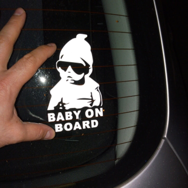 20pcs 14*9CM BABY ON BOARD Cool Rear Reflective Sunglasses Child Car Stickers Warning Decals-Reluova