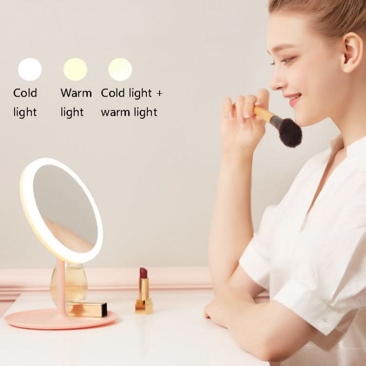 Make-Up Mirror With LED Light Fill Light Dormitory Desktop Dressing Small Mirror Girl Folding And Portable Mirror Reluova