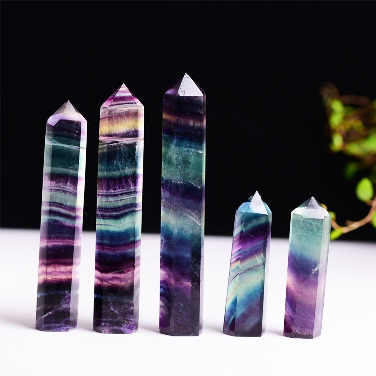 Natural Rough Stone Hexagonal Crystal Column Colorful Fluorite Column Ornaments My Store