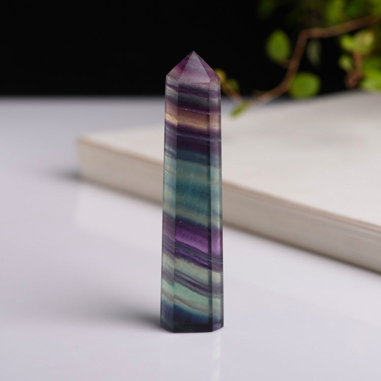 Natural Rough Stone Hexagonal Crystal Column Colorful Fluorite Column Ornaments My Store