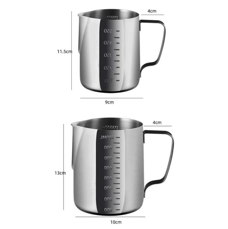 304 Stainless Steel Pointed Mouth Etched Cup Graduated Measuring Cup Milk Foam Cup Coffee Pot-Reluova