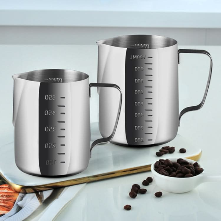 304 Stainless Steel Pointed Mouth Etched Cup Graduated Measuring Cup Milk Foam Cup Coffee Pot-Reluova