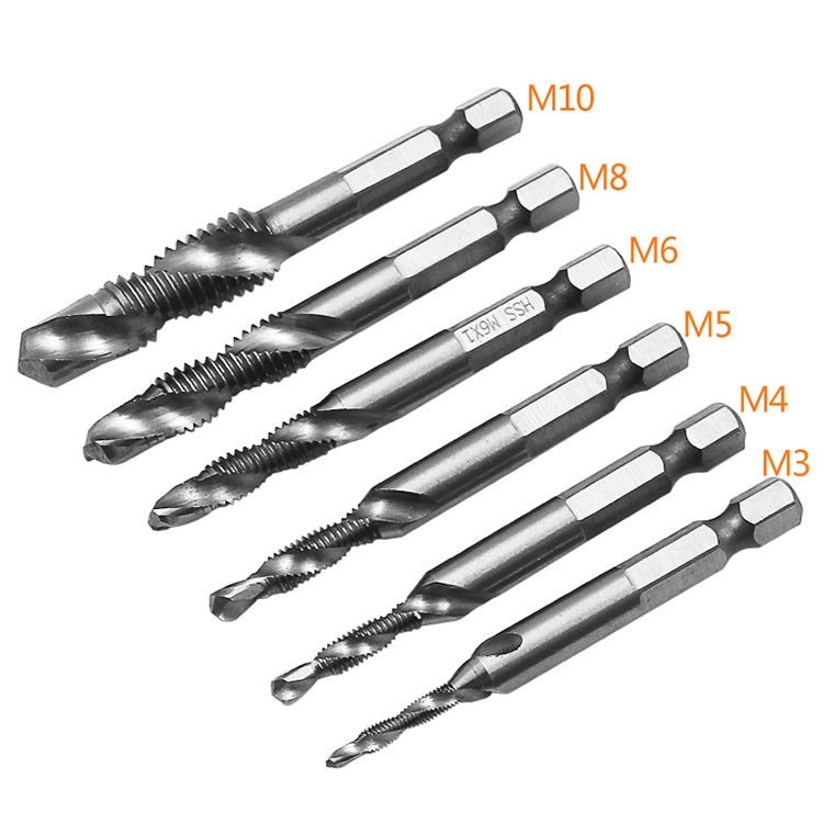 6 PCS / Set HSS Multi-Function Integrated Composite Tap Hole Tapping Chamfering My Store