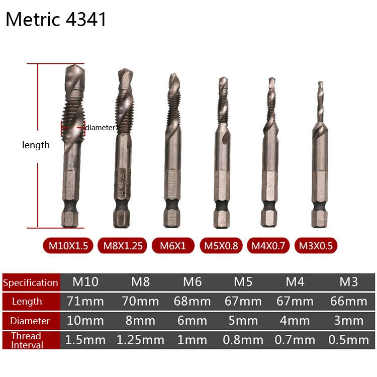 6 PCS / Set HSS Multi-Function Integrated Composite Tap Hole Tapping Chamfering My Store