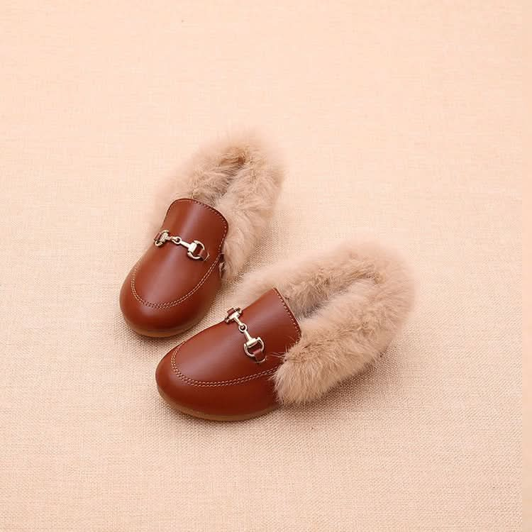 PU Leather And Cashmere Warm Single Shoes Casual Shoes for Girls Reluova