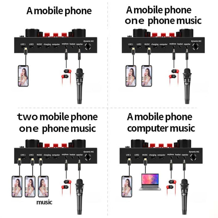 V8S Sound Card Mobile Phone Computer Anchor Live K Song Recording Microphone