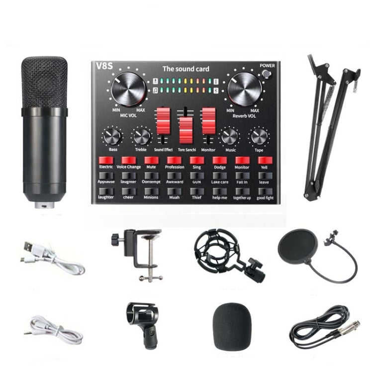 V8S Sound Card Mobile Phone Computer Anchor Live K Song Recording Microphone