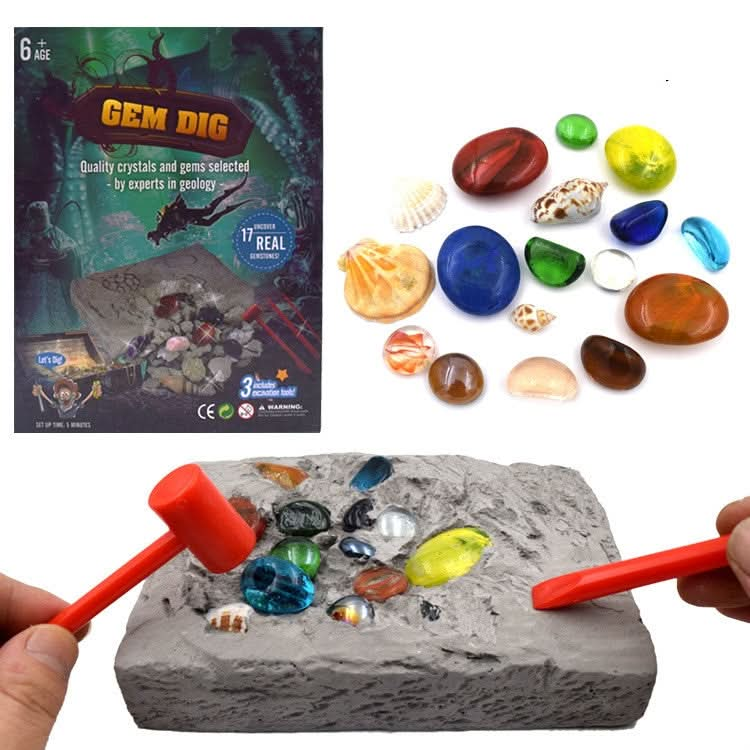 3 PCS Colorful Gemstone Archaeological Treasure Excavation Toy Creative DIY Puzzle Toy Reluova