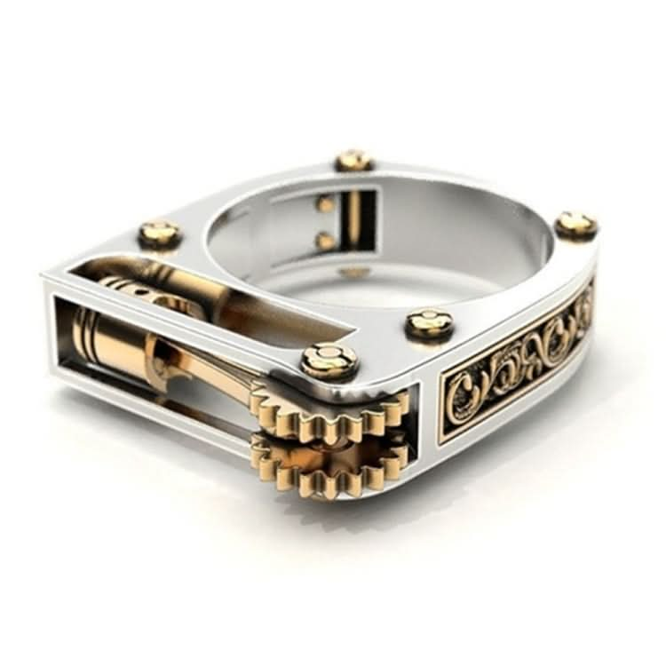 Mechanical Two-Tone Ring Gear Novelty Jewelry Ring, Size: 6 Reluova