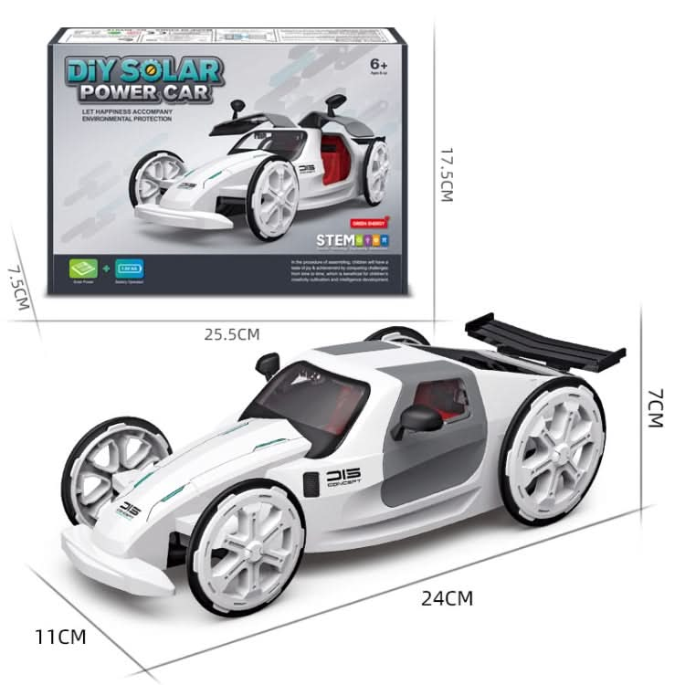 Children DIY Solar Sports Car Toy Science Education Assembled 4-Wheel Electric Drive Model Reluova