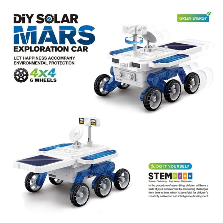 Children DIY Solar Mars Exploration Car Toy Puzzle Science Education Assembled 4-Wheel Drive Electric Model Reluova