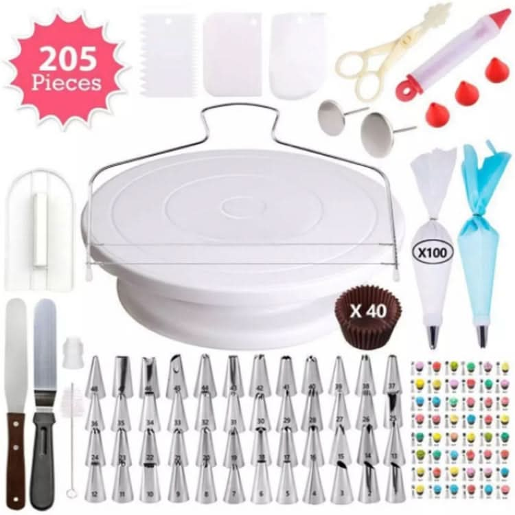 205 in 1 Cake Decorating Turntable Set Cake Decorating Mouth Baking Utensils-Reluova