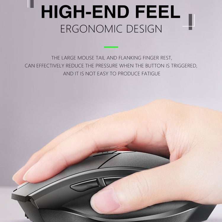 Inphic A1 6 Keys 1000/1200/1600 DPI Home Gaming Wireless Mechanical Mouse, Colour: Gray Wireless+Bluetooth 4.0+Bluetooth 5.0 My Store