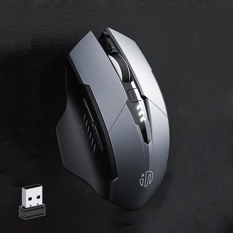 Inphic A1 6 Keys 1000/1200/1600 DPI Home Gaming Wireless Mechanical Mouse, Colour: Gray Wireless+Bluetooth 4.0+Bluetooth 5.0 My Store