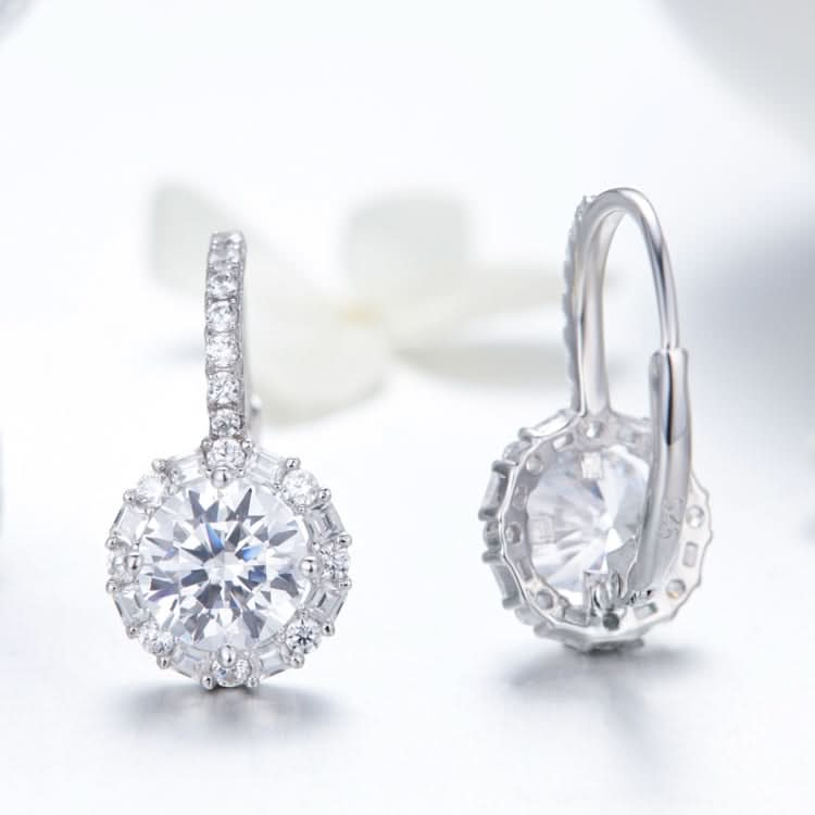 925 Sterling Silver Zircon Round Drop Earrings-Reluova