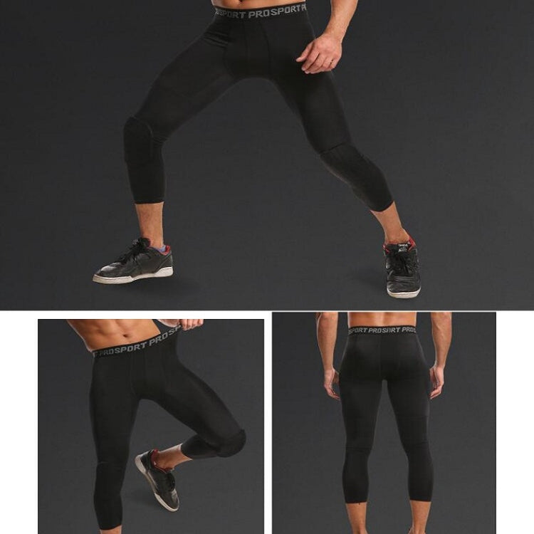 High Elastic Lycra Honeycomb Crash Pants Men Basketball Fitness Seven-tenths Sweatpants