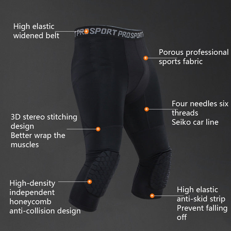 High Elastic Lycra Honeycomb Crash Pants Men Basketball Fitness Seven-tenths Sweatpants