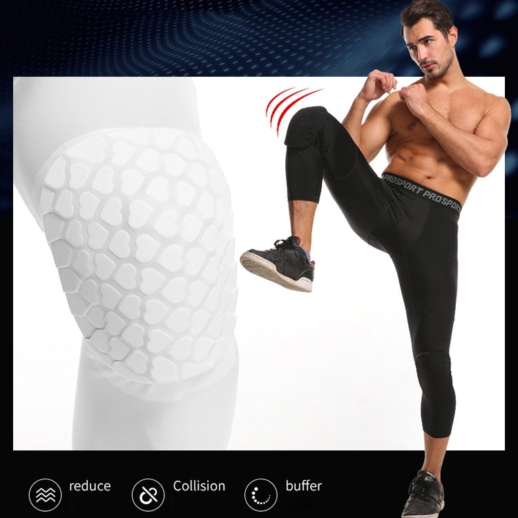 High Elastic Lycra Honeycomb Crash Pants Men Basketball Fitness Seven-tenths Sweatpants