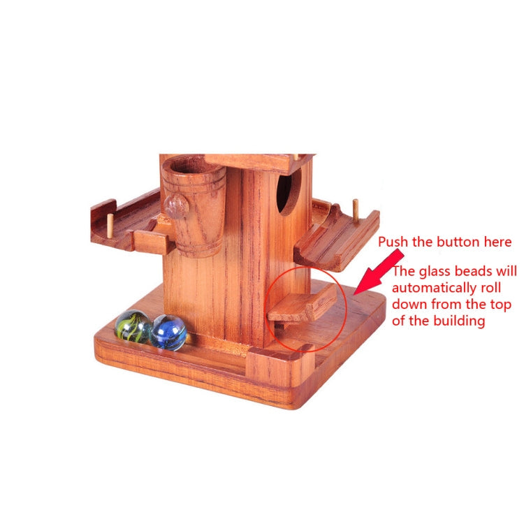 Wooden Educational Toys Slide High Tower Rolling-ball Slide Track