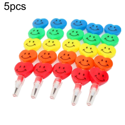 5pcs Smiley Love Building Block Pencil Students Free To Sharpen HB Pencils