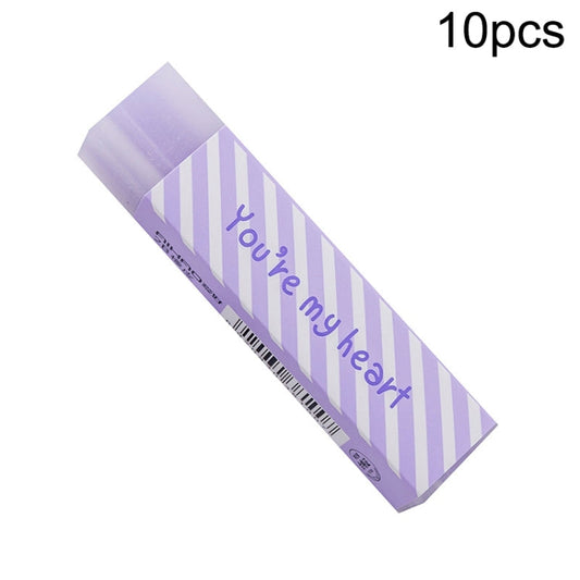 10pcs Long Love Eraser Witing Painting Office & School Supplies, Random Color Delivery