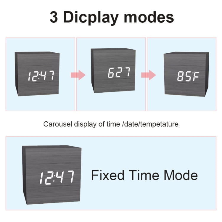 Multicolor Sounds Control Wooden Clock Modern Digital LED Desk Alarm Clock Thermometer Timer My Store