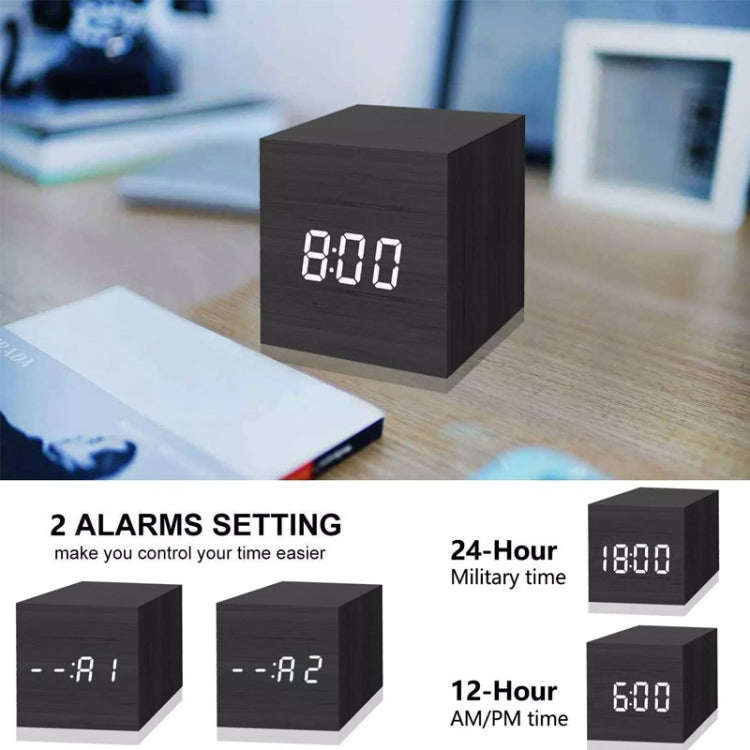 Multicolor Sounds Control Wooden Clock Modern Digital LED Desk Alarm Clock Thermometer Timer My Store