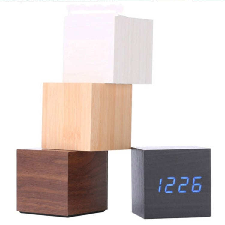 Multicolor Sounds Control Wooden Clock Modern Digital LED Desk Alarm Clock Thermometer Timer My Store